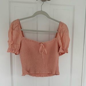 Aritzia Pink Ribbed Short Sleeve